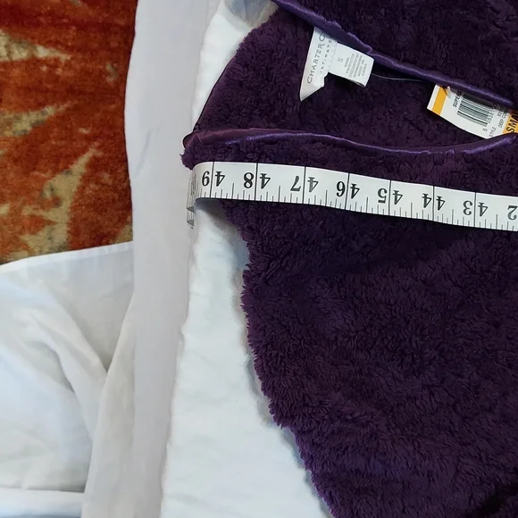 NWT Plush Robe Cozy Ladies Charter Club Zip Up Deep Purple Small Super Soft - Picture 10 of 10